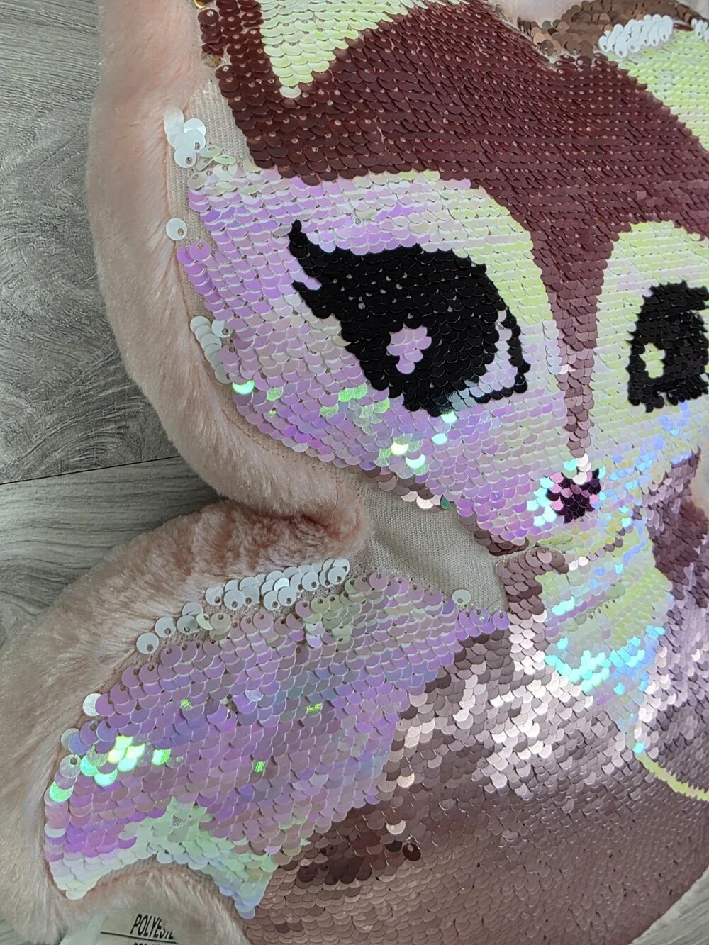 Justice Fox Flip Sequin Pink Throw Pillow Plush 15